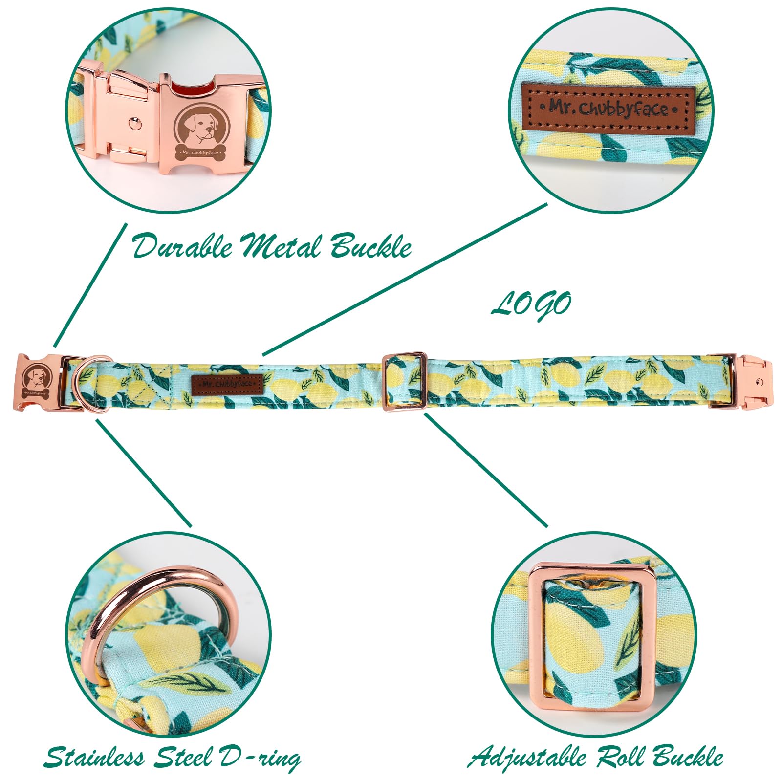 MR.CHUBBYFACE collar estampado limón: estilo único para su perro