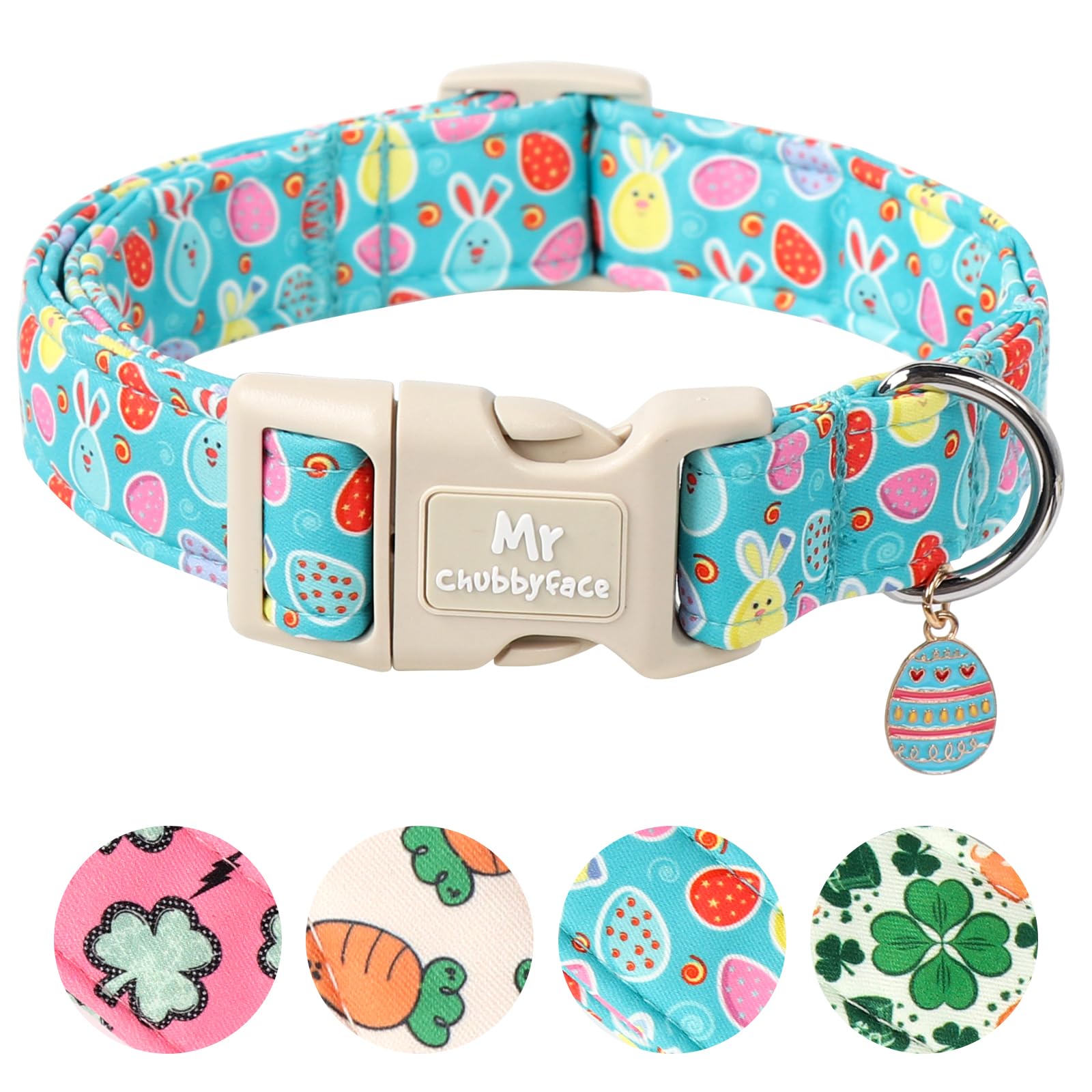 Correa MR.CHUBBYFACE para perro con diseño Pascua de conejos y huevos, ideal para paseos festivos