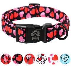 MR.CHUBBYFACE collar de San Valentín para perros, primer plano de corazón rosa, estilo cómodo.
