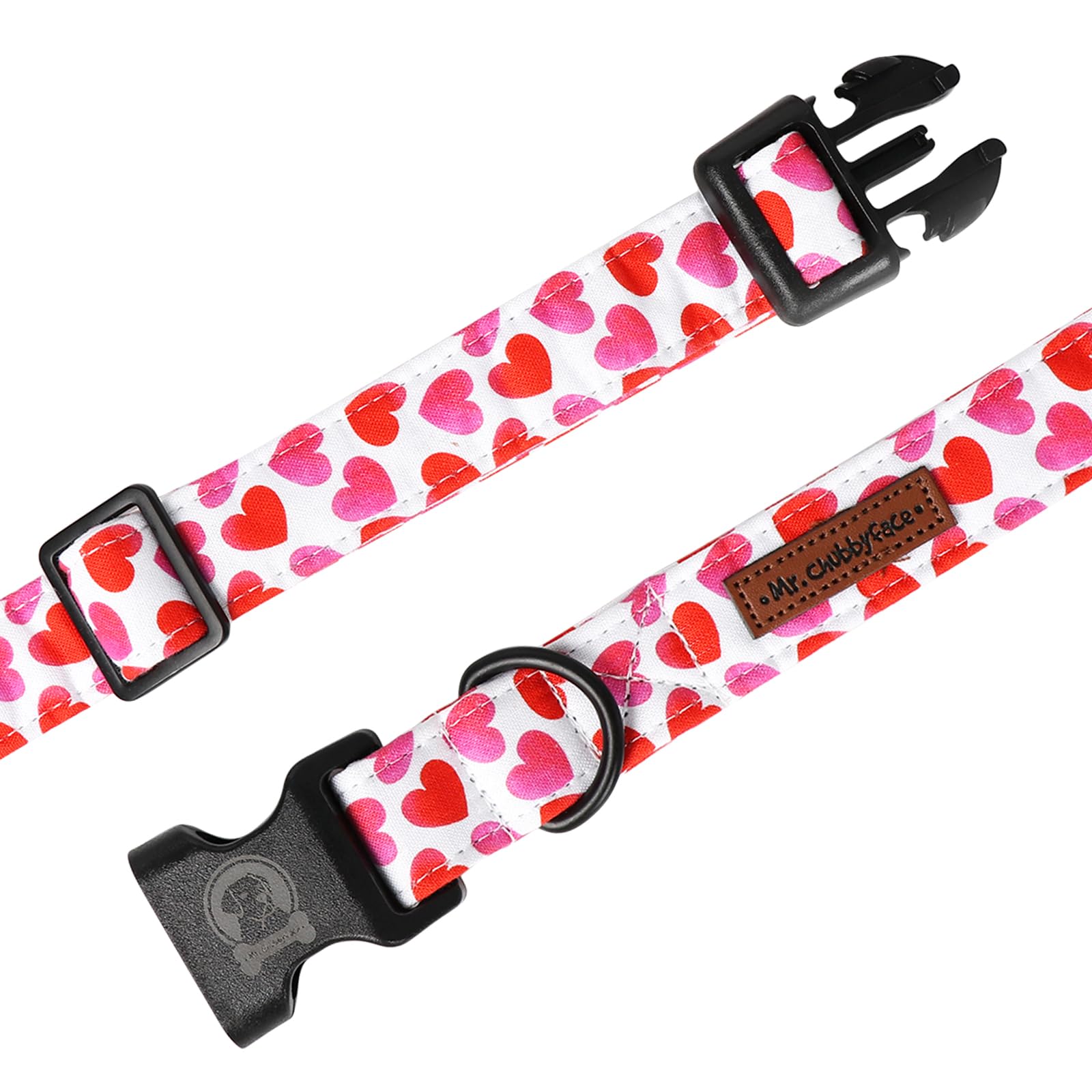 MR.CHUBBYFACE collar valentines corazon blanco, ligero para días de juego.