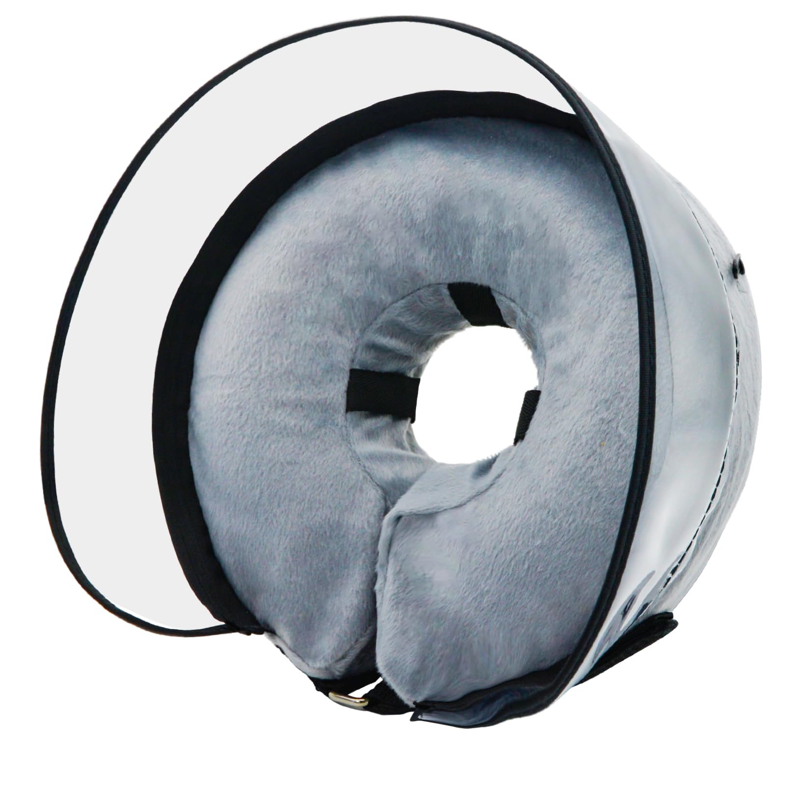 Cono inflable MRSOHRET para perro visto de frente, cómodo y seguro durante la recuperación