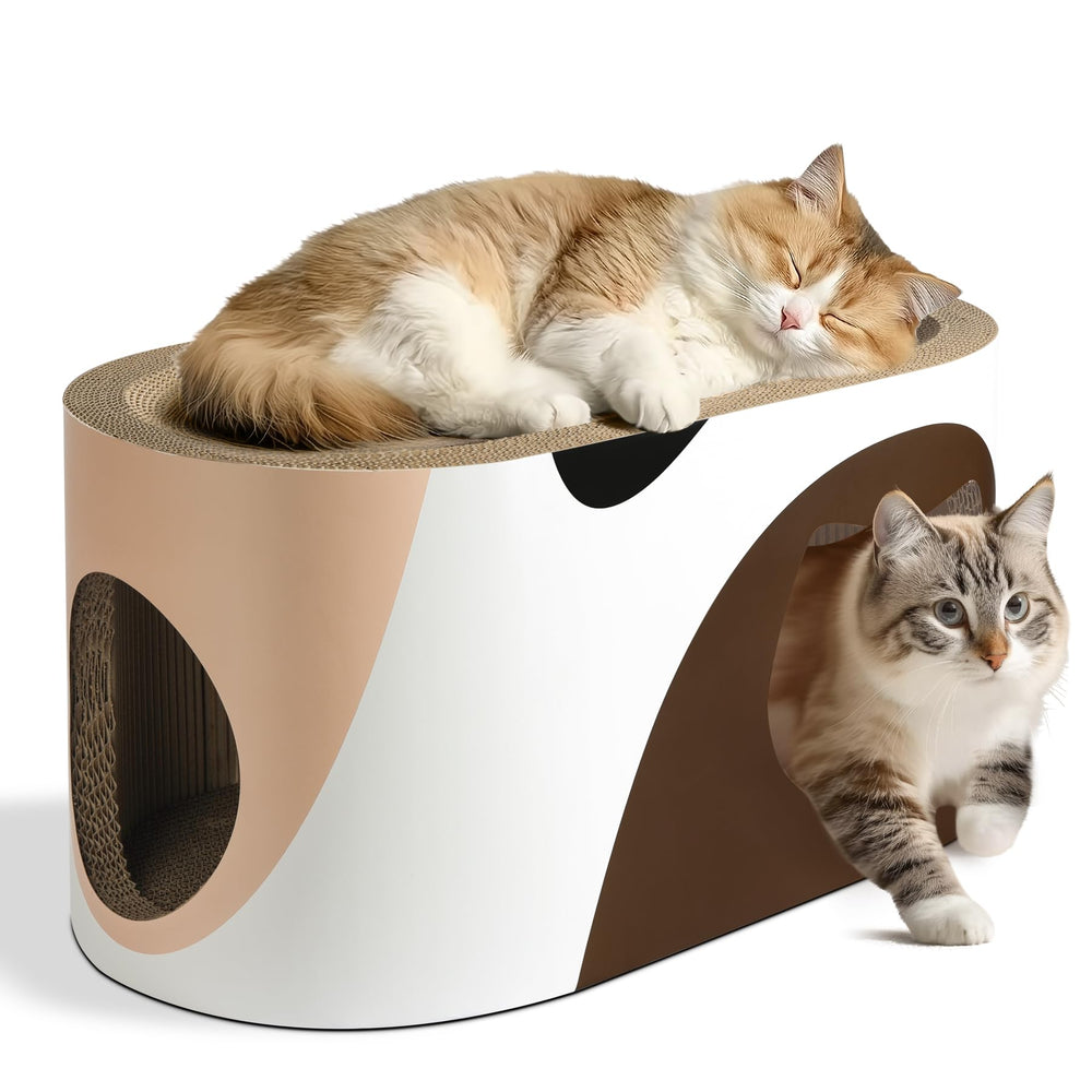 MSBC Big Cat Scratcher Lounge: tunel entre dos agujeros para descanso y juego seguro.