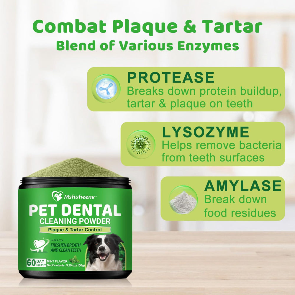 Mshuheene mezcla herbal con probióticos para limpieza dental canina