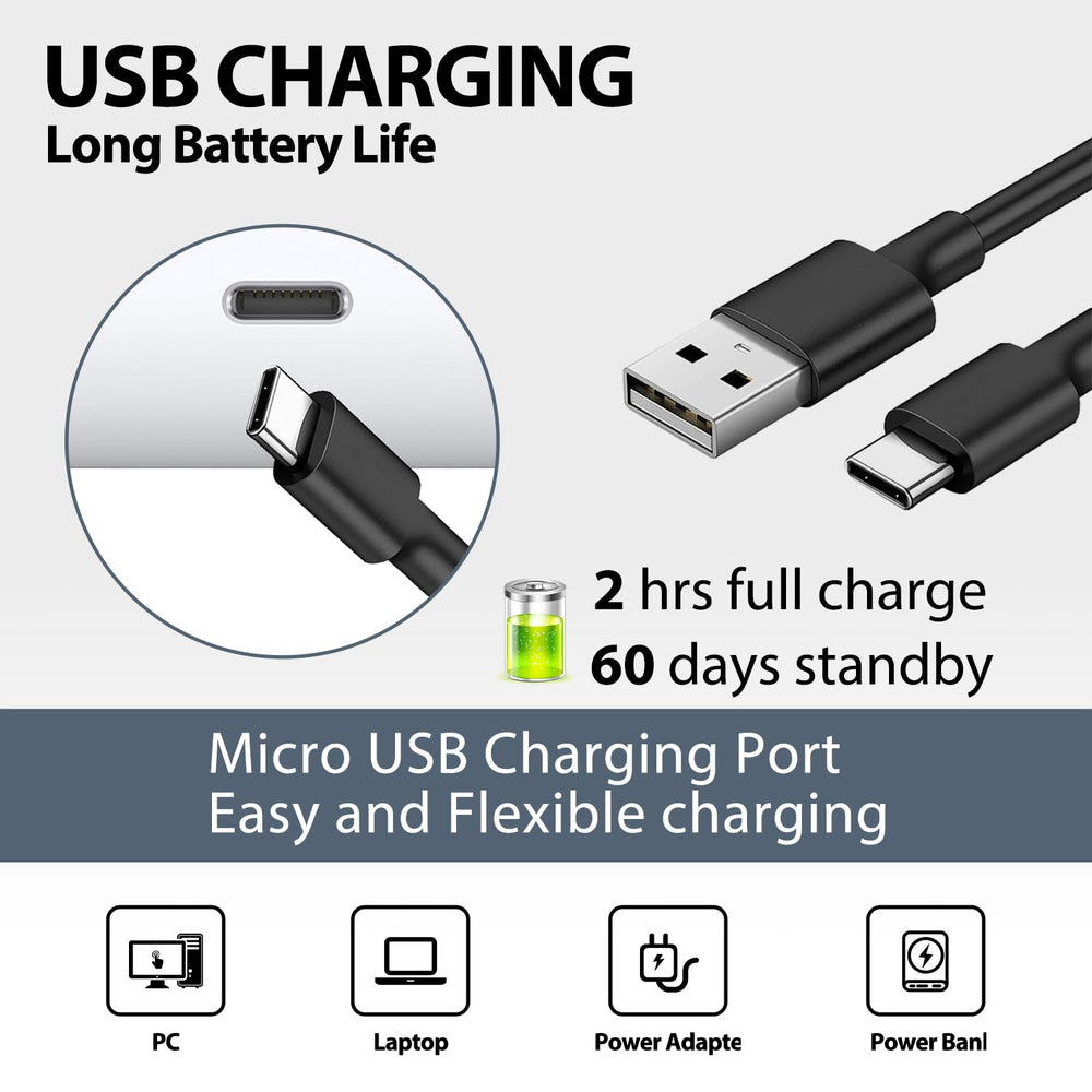 MtMult batería recargable USB-C con aviso de batería baja para uso continuo.