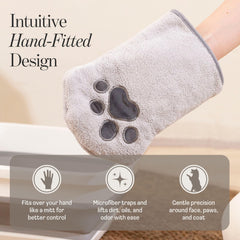 Muddi Mitt: limpieza de pelaje suave que cuida piel y cabello.