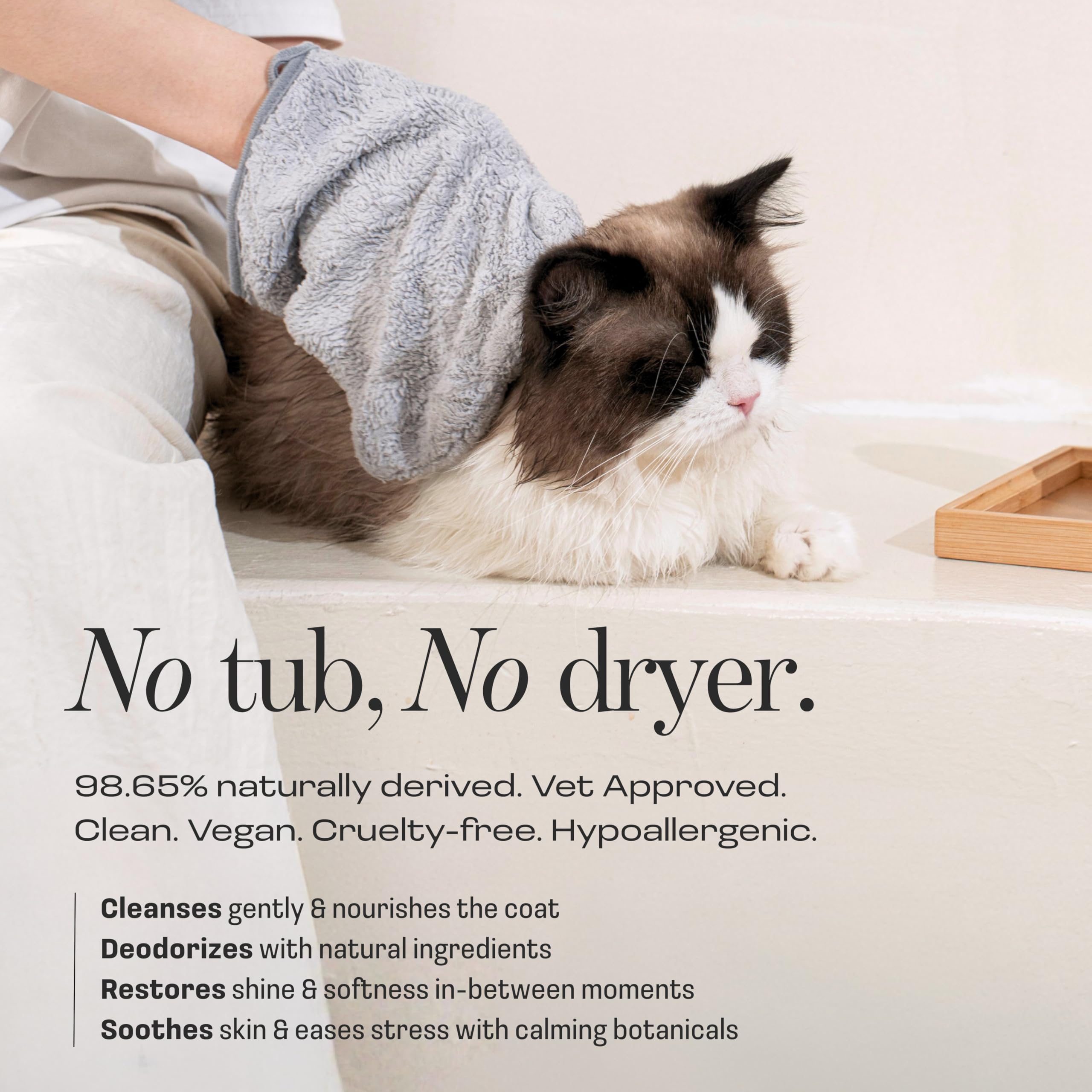 Muddi Pet Gato guante de aseo: masaje suave distribuye suero