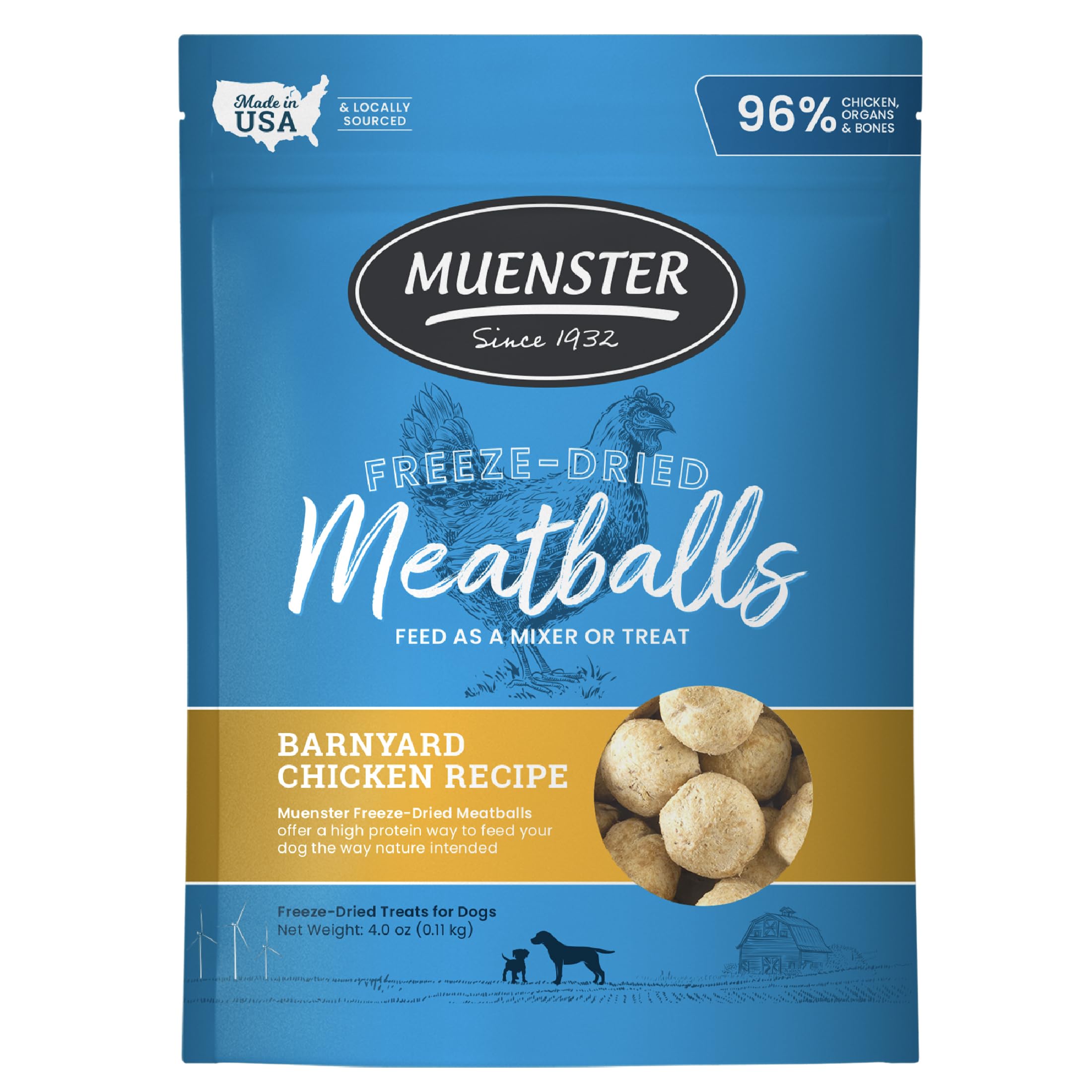 Muenster albóndigas-pollo-deshidratadas: premio delicioso para perros.