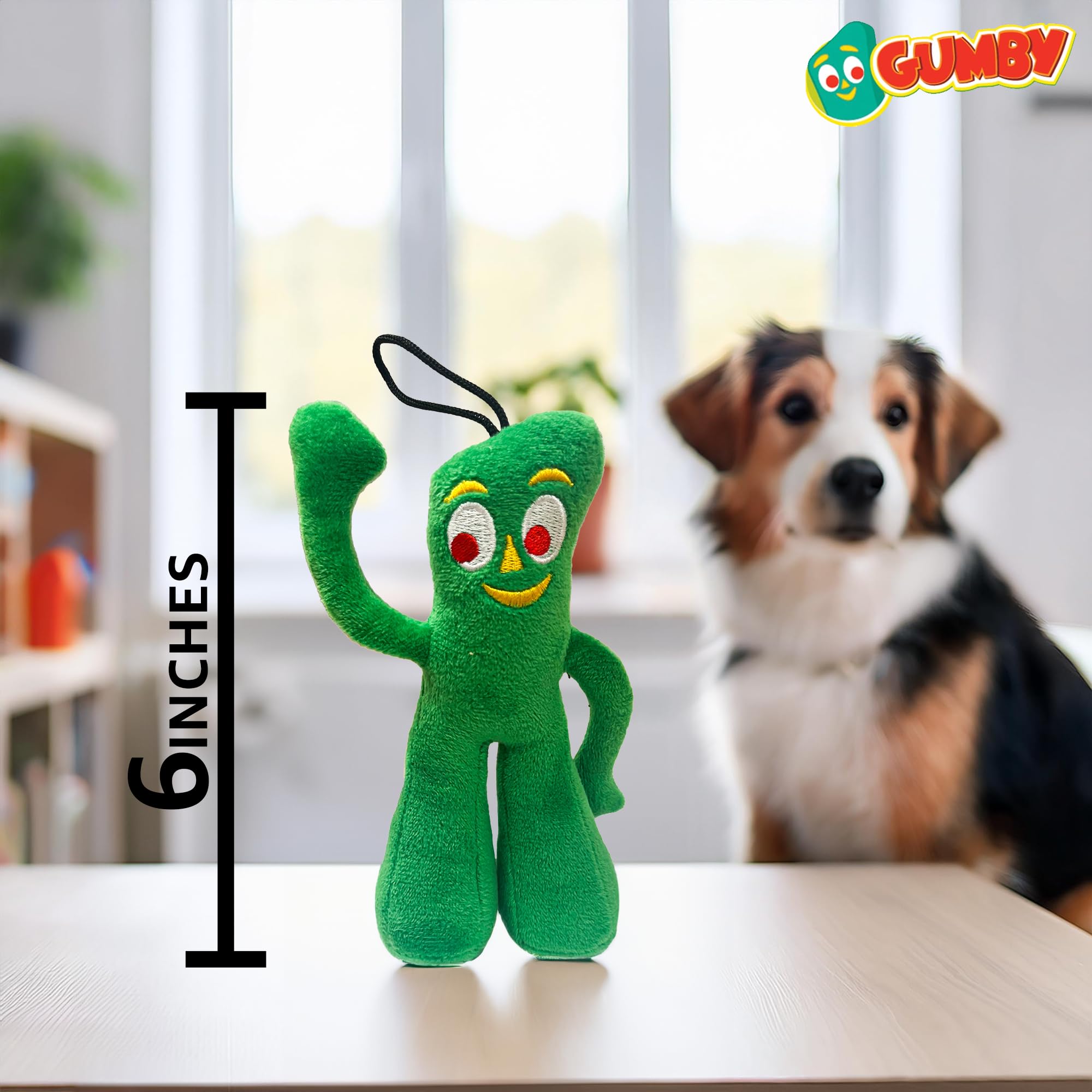 Gumby con sonajero incorporado, Multipet, para estimular interacción durante el juego.