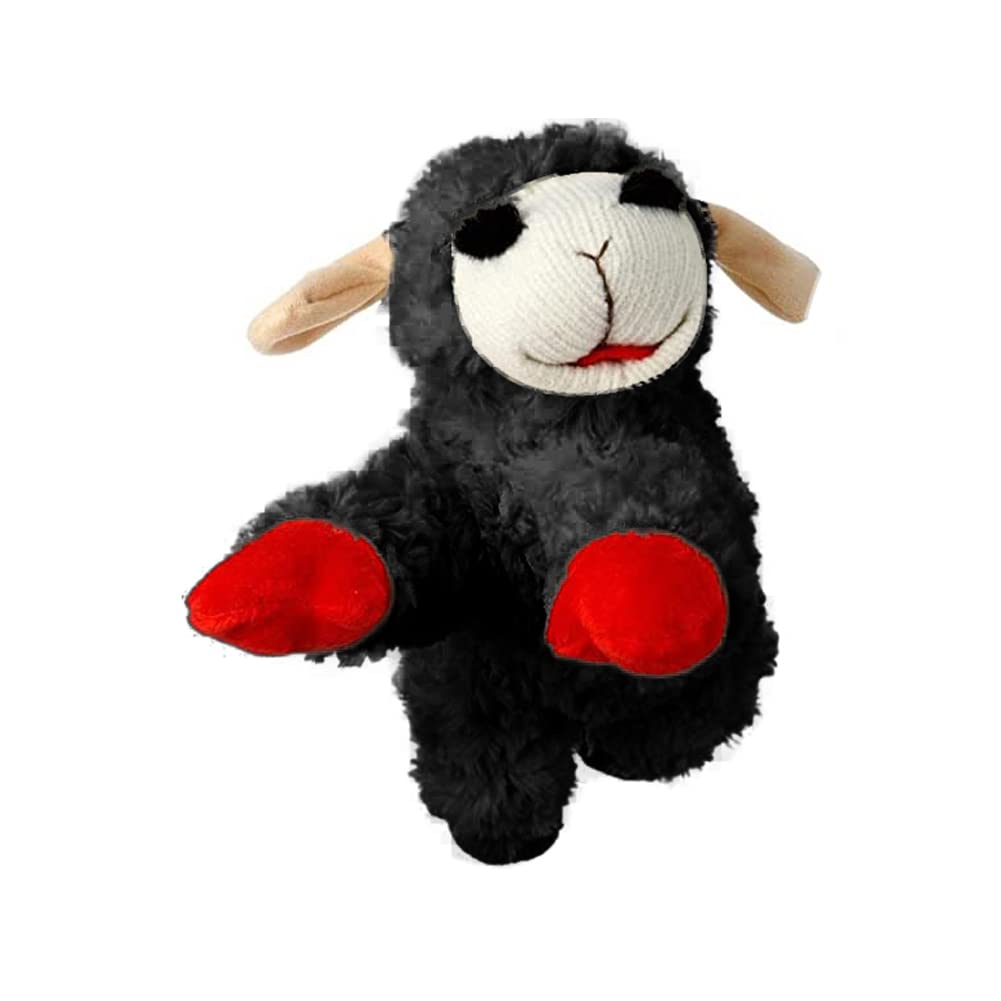 Multipet Lamb Chop 6in vista trasera: diseño clásico y colores blanco negro marrón