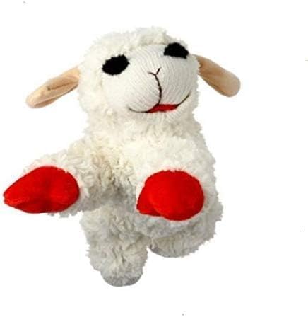 Multipet Lamb Chop, detalle del chirrido, perfecto para estimulación mental durante el juego.