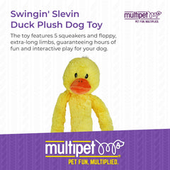 Multipet Swingin' Slevin Duck con 5 sonajeros para juego sonoro
