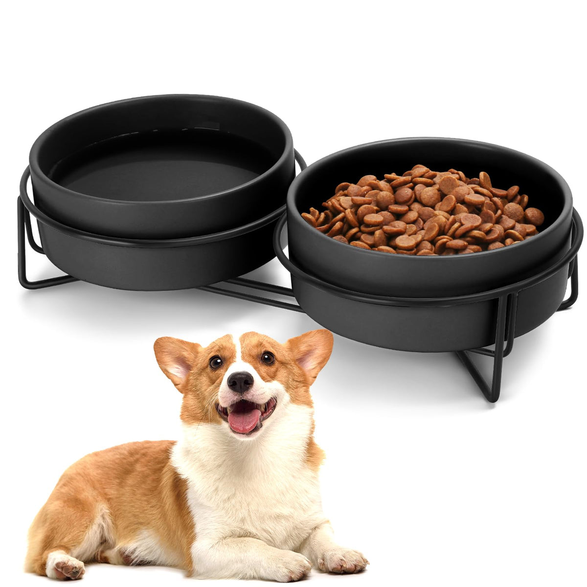 MultiOutools tazón cerámico para perros y gatos con soporte estable para comer