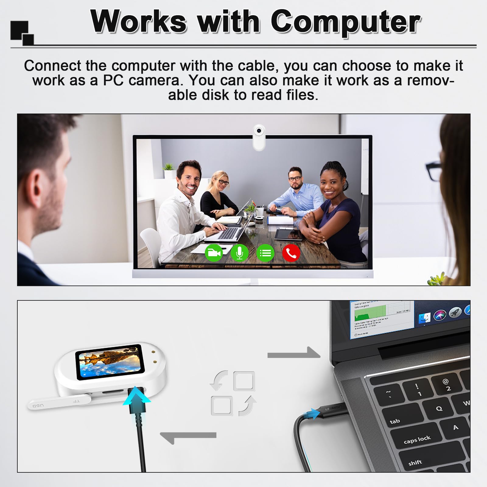Musoumars cámara PC con cable: funciona como webcam para videollamadas.