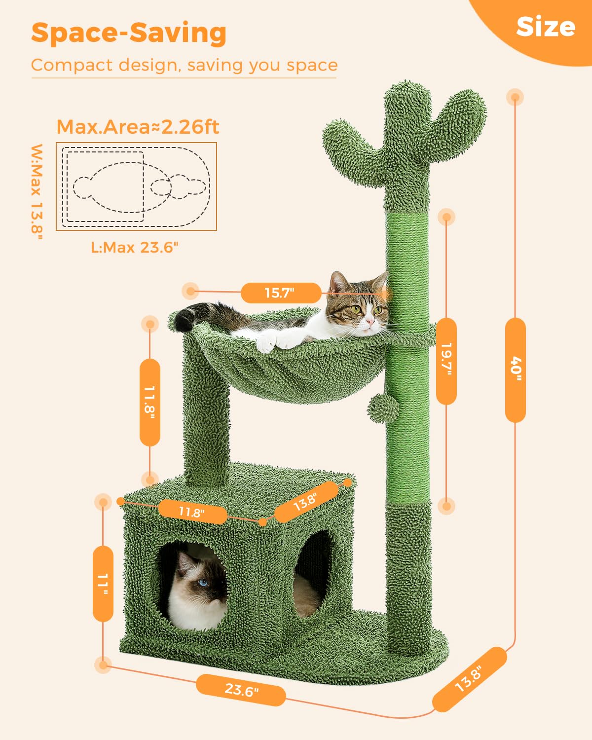 MUTTROS Árbol cactus para gatos base de plywood estable.