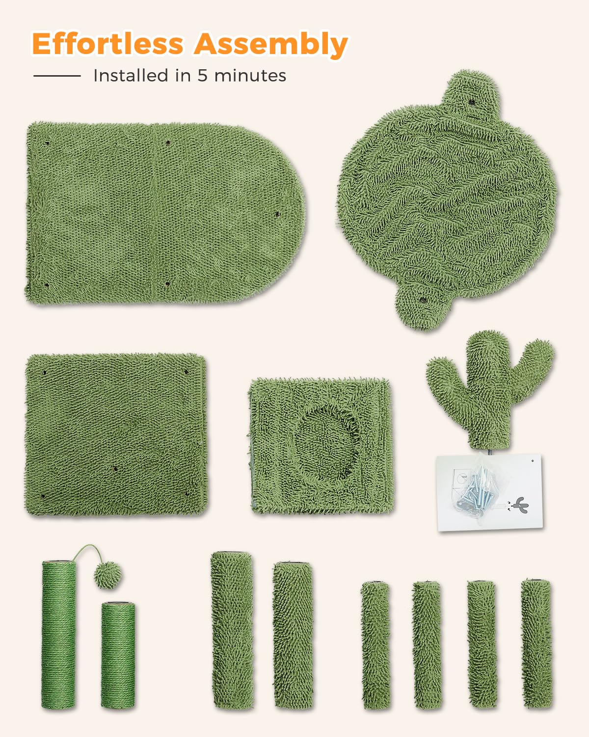 MUTTROS Árbol cactus para gatos diseño cactus que ahorra espacio.