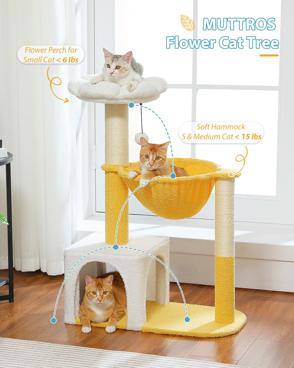 MUTTROS arbol-gato-nube-postes-rascadores, postes de sisal para rascar.
