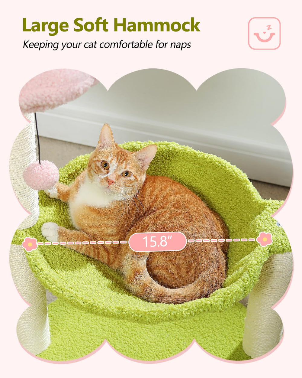 MUTTROS Flower Cat Tree base estable para seguridad al trepar.