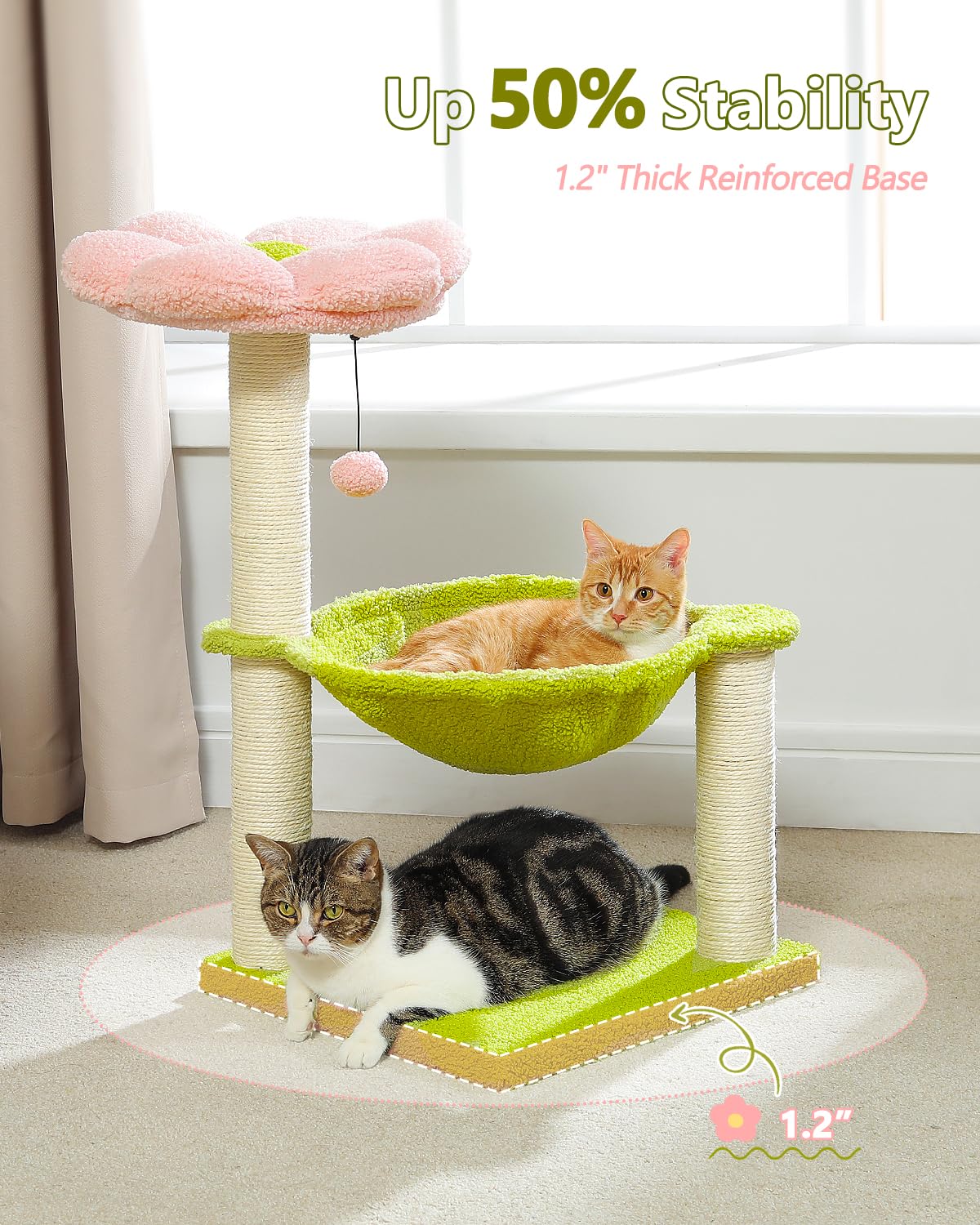 MUTTROS Flower Cat Tree juguete de pelo para entretenimiento.