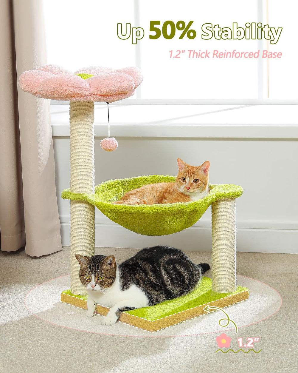 MUTTROS Flower Cat Tree juguete de pelo para entretenimiento.