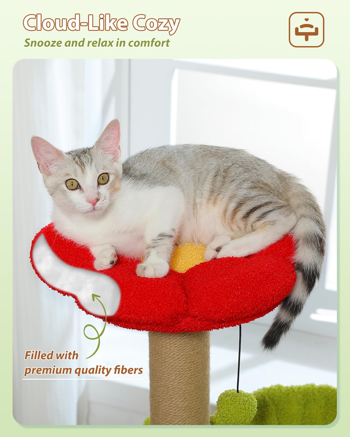 MUTTROS Flower Cat Tree: postes envueltos de sisal para juego diario.
