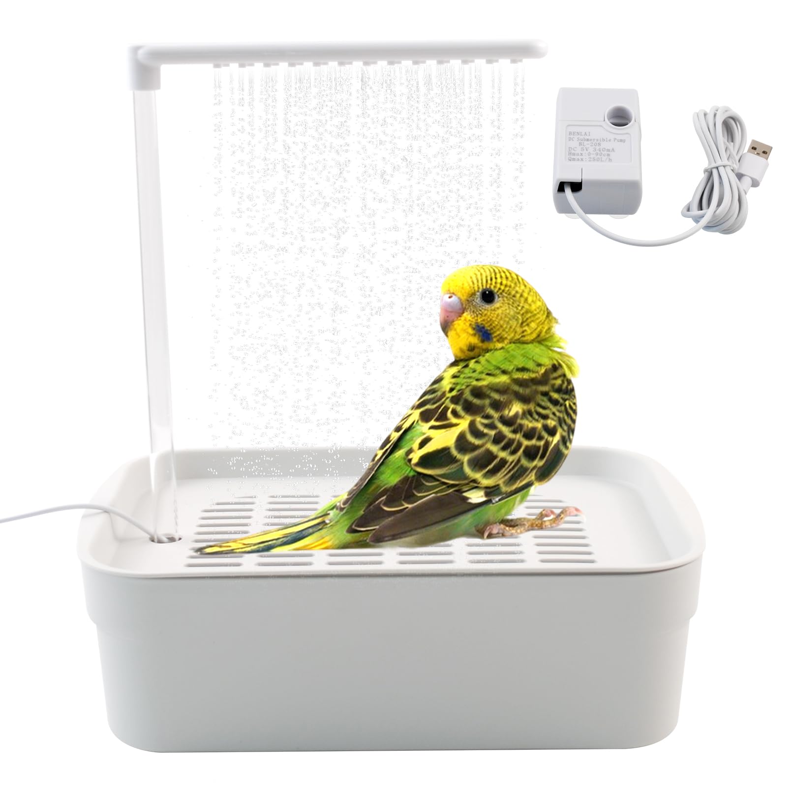 MUYG ducha automática con bomba para aves, baño cómodo en jaula.
