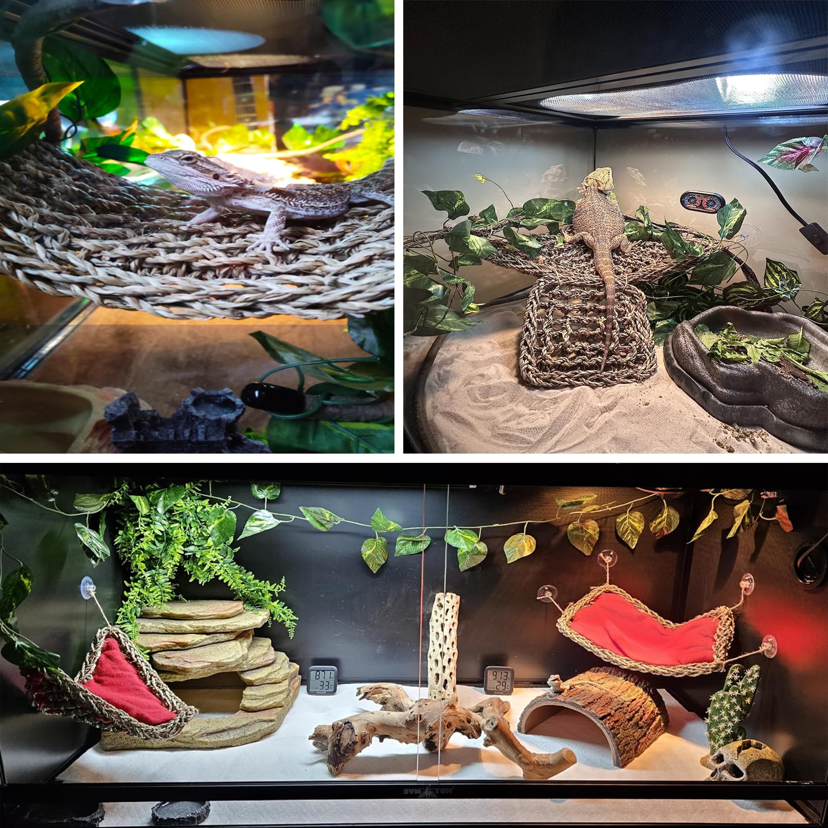 MUYG hamaca reptil cuadrada pequeña, perfecto descanso y exploración en altura.