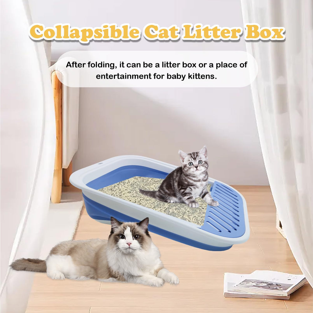 MUYG bandeja para gatos entrada baja para gatitos en azul, ideal para primeros usos