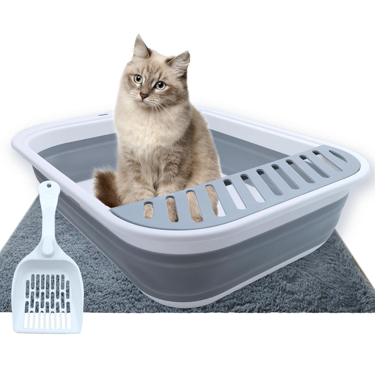 MUYG caja de arena plegable abierta, ideal para gatos y uso diario