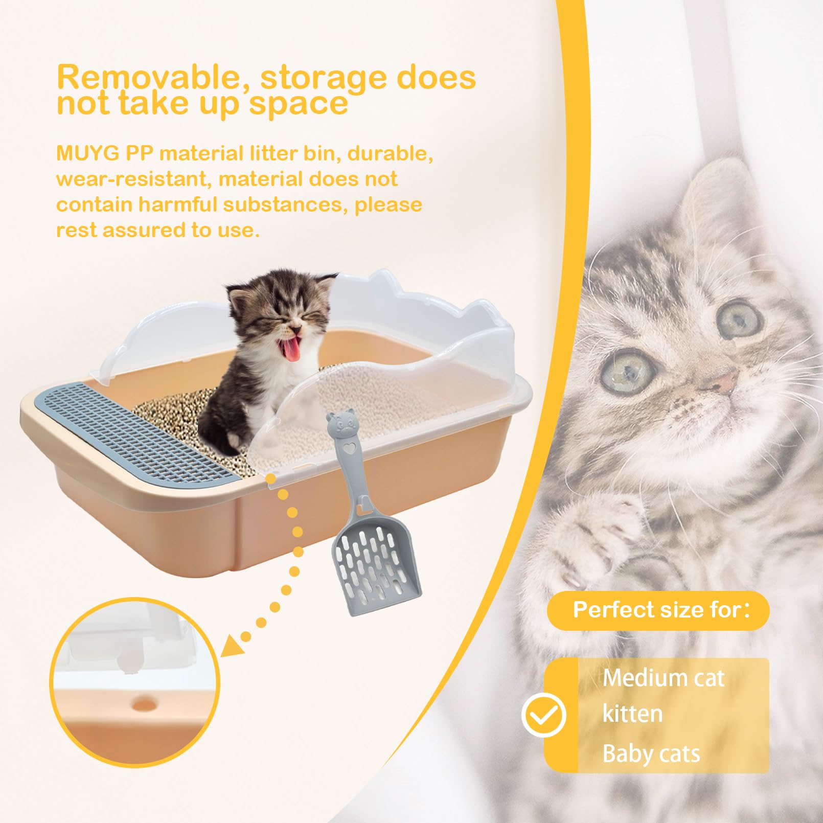 MUYG caja para gatos de 43x28x18 cm, tamaño cómodo para gatitos.