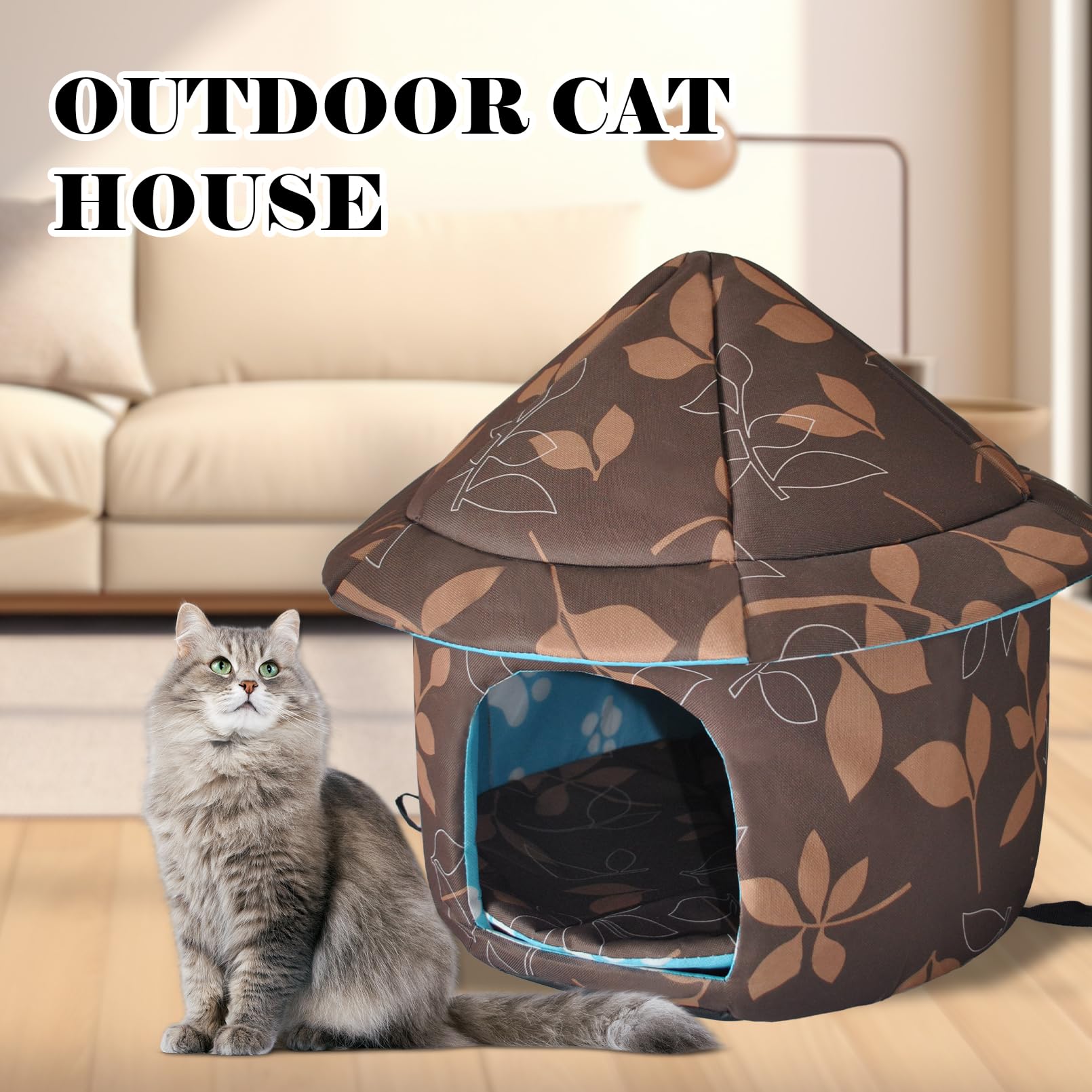 Casa MUYG para gatos con Oxford de doble capa ofrece resistencia y aislamiento