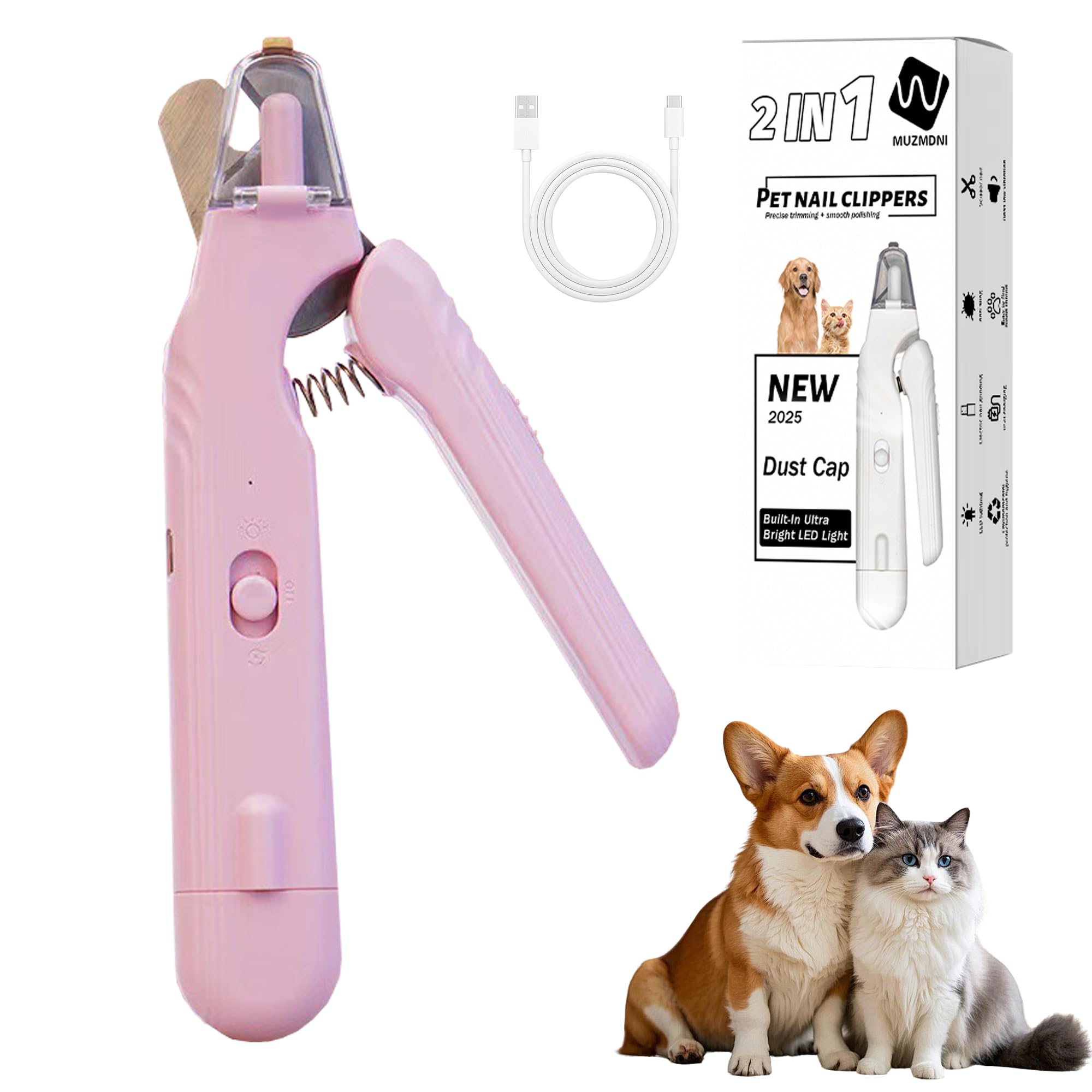 MUZMDNI lijadora-unas-perro-2en1, acabado suave para uñas sensibles.