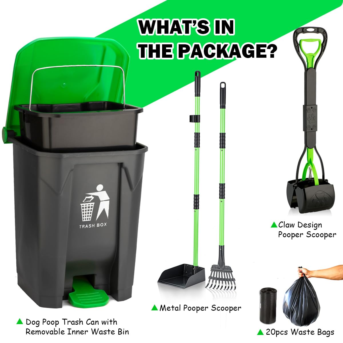 MXF bandeja-rastrillo-metalico-recogedor, alcance cómodo para patios y jardines