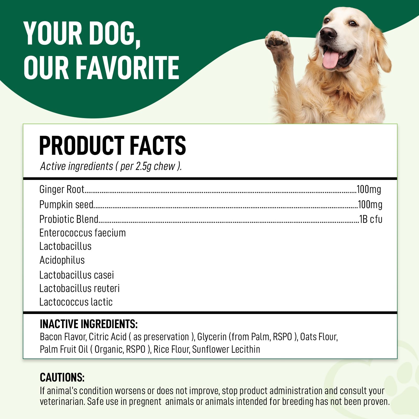 My Dog Sanctuary Probiotics, raíz de jengibre, favorece la digestión suave y el bienestar diario.