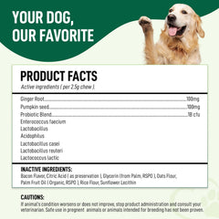 My Dog Sanctuary Probiotics, raíz de jengibre, favorece la digestión suave y el bienestar diario.