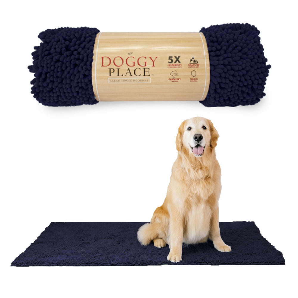 My Doggy Place alfombra de entrada navy, absorbe agua y barro para suelos limpios.