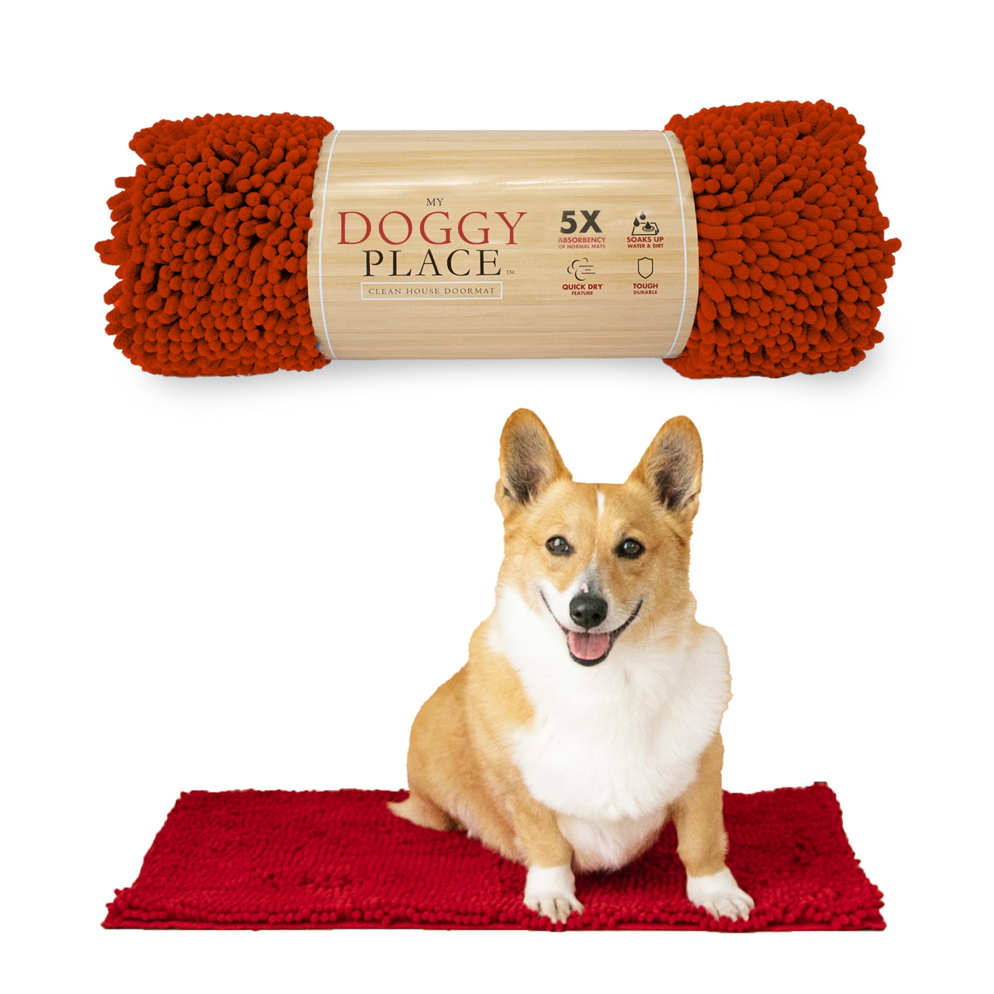 My Doggy Place: alfombra de lodo para perros roja 18x24 absorbe humedad y suciedad.