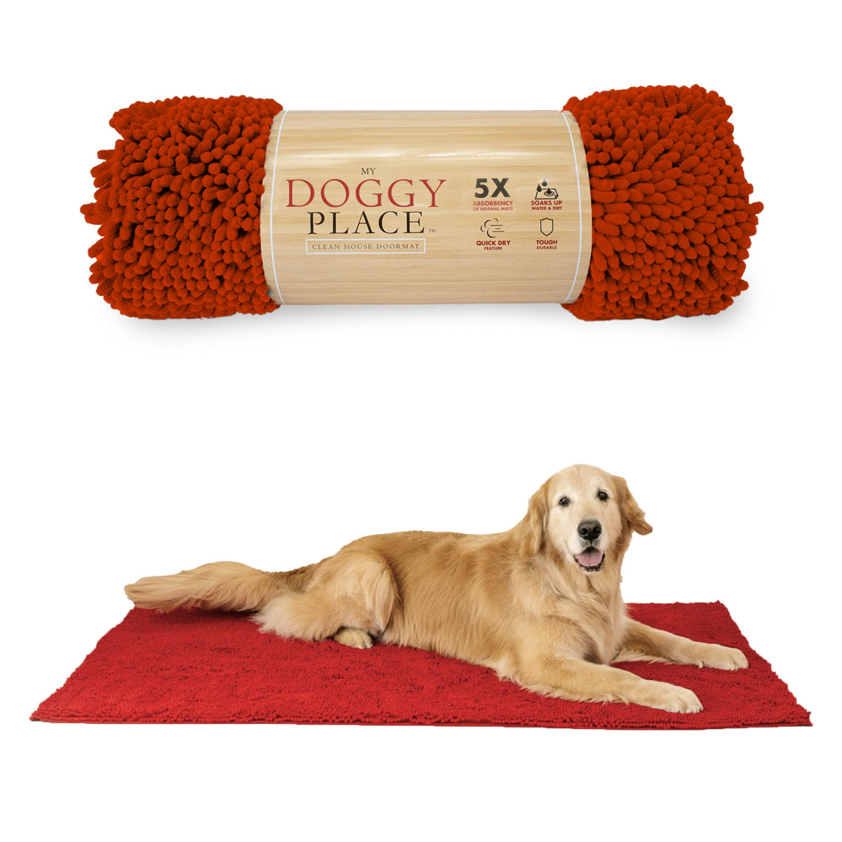 My Doggy Place Esterilla para Barro roja, vista frontal, absorbe manchas para un suelo seco