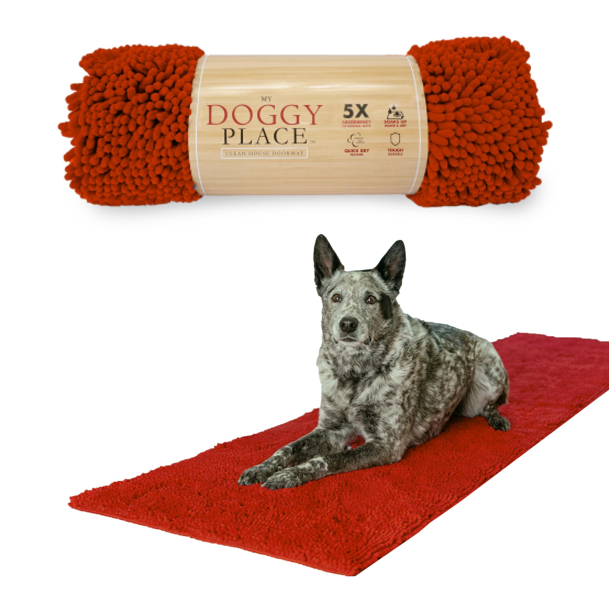 Tapete My Doggy Place absorbente mantiene suelos secos tras la entrada.