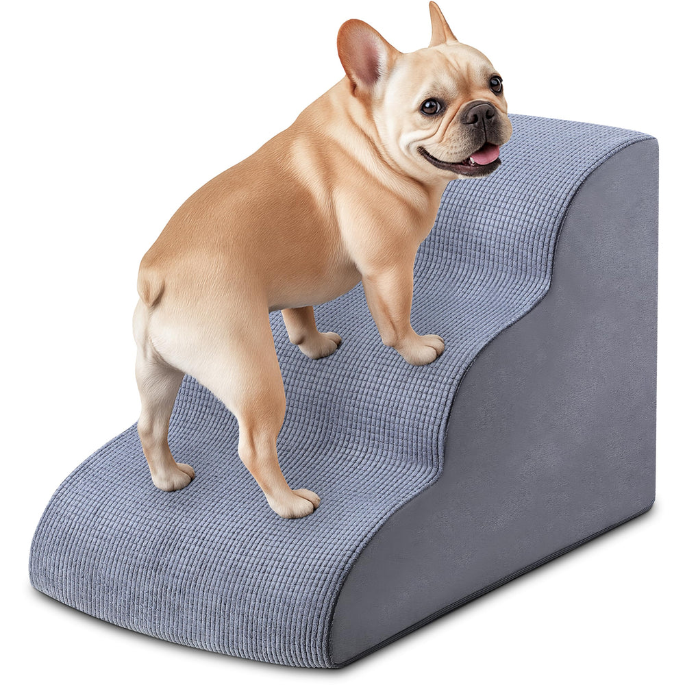 MYAXBD escaleras para perros pequeños con tres peldaños y funda de corduroy suave