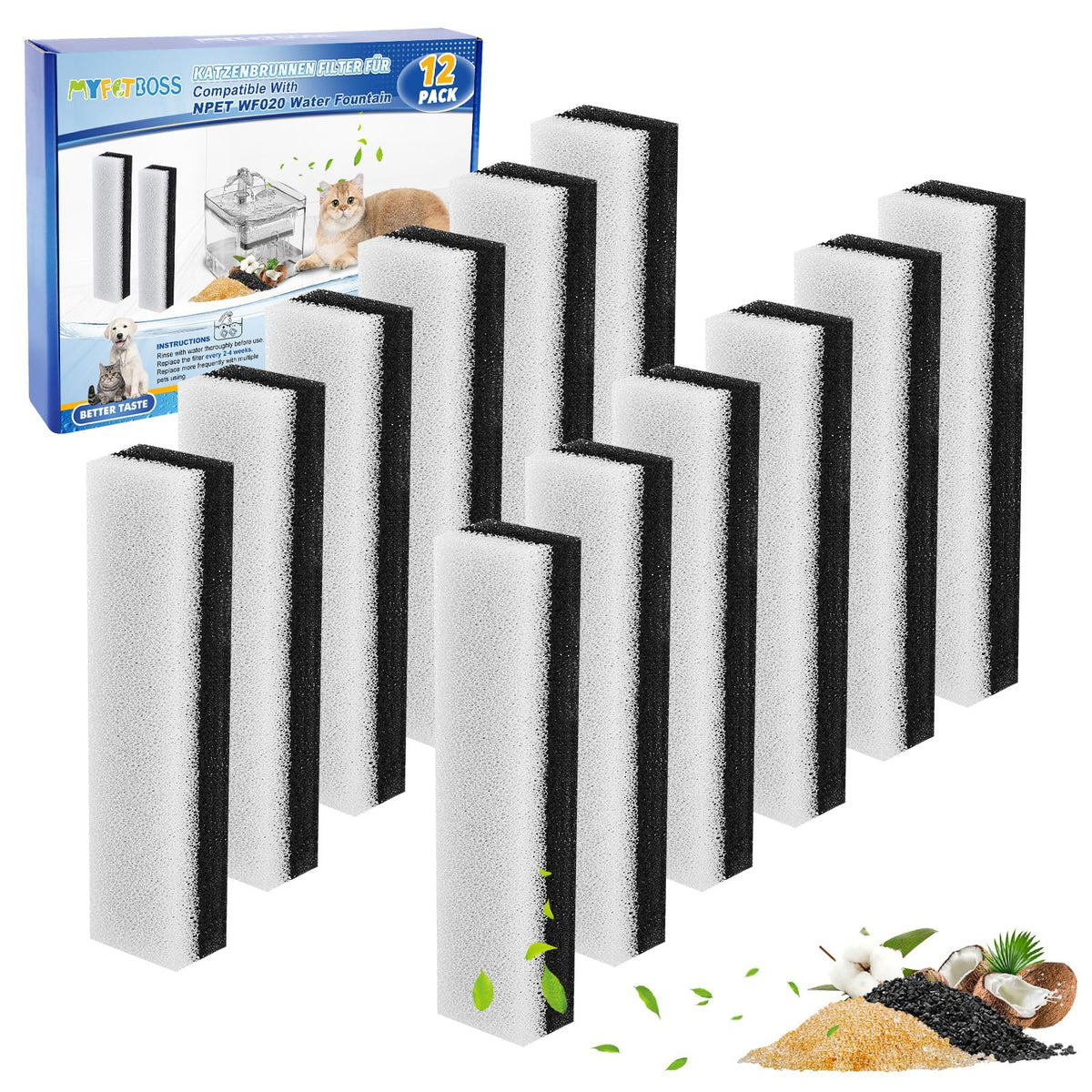 Filtro MyfatBOSS para bebederos de gatos, 12 piezas para conveniencia diaria
