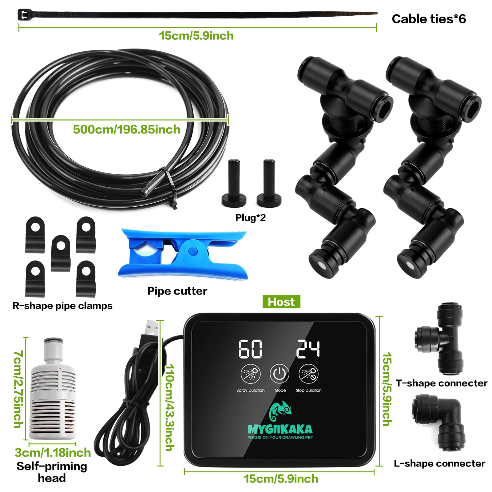 MYGIIKAKA Accesorios de instalación para humidificación del reptil mister.