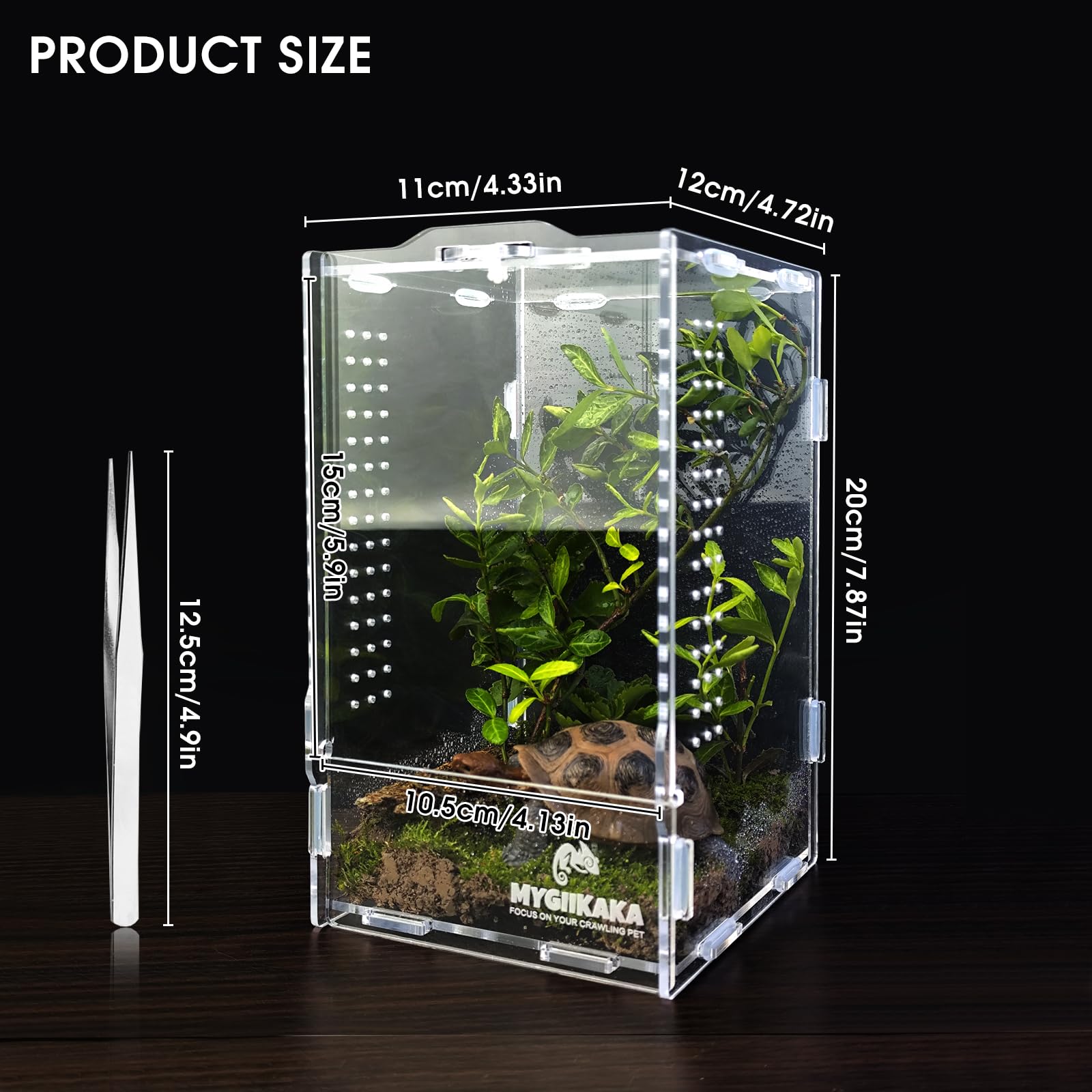 MYGIIKAKA-terario-insectos-vision-360-grados, vista completa para alimentar y revisar a tus mascotas.