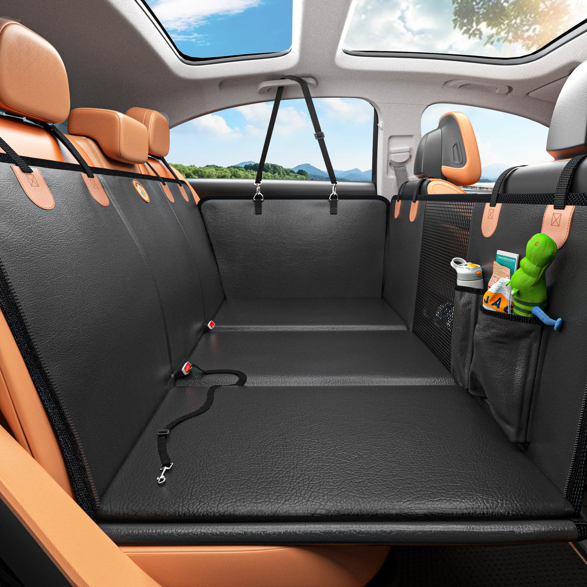 MYJAQI extensor de asiento trasero para perros con base dura mejora la estabilidad del viaje