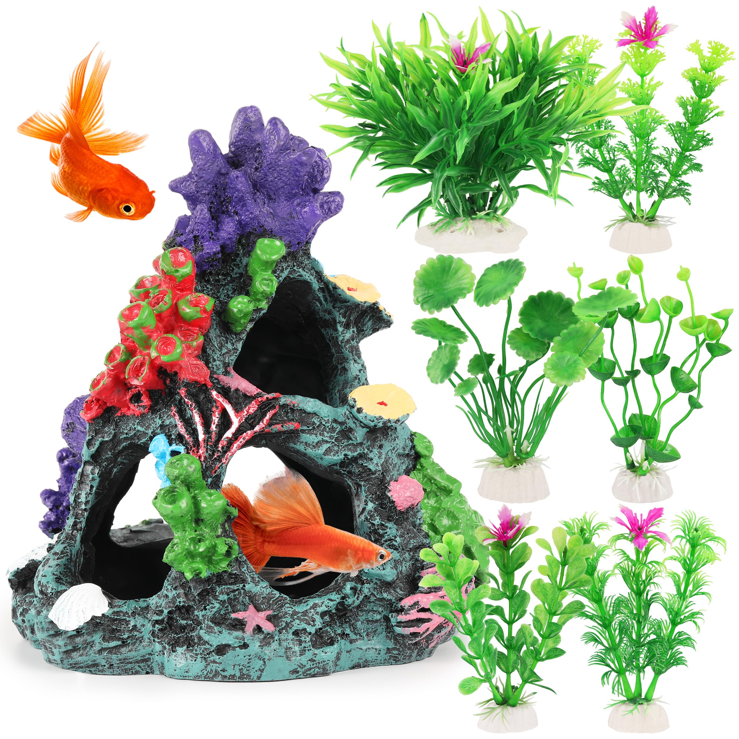 MyLifeUNIT roca-cueva-realista: refugio seguro para peces betta.