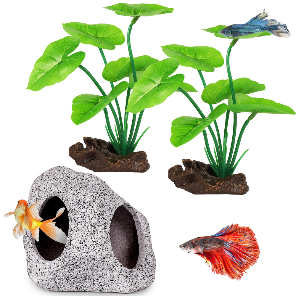 MyLifeUNIT cueva de roca decorativa, refugio seguro para pez betta y peces pequeños