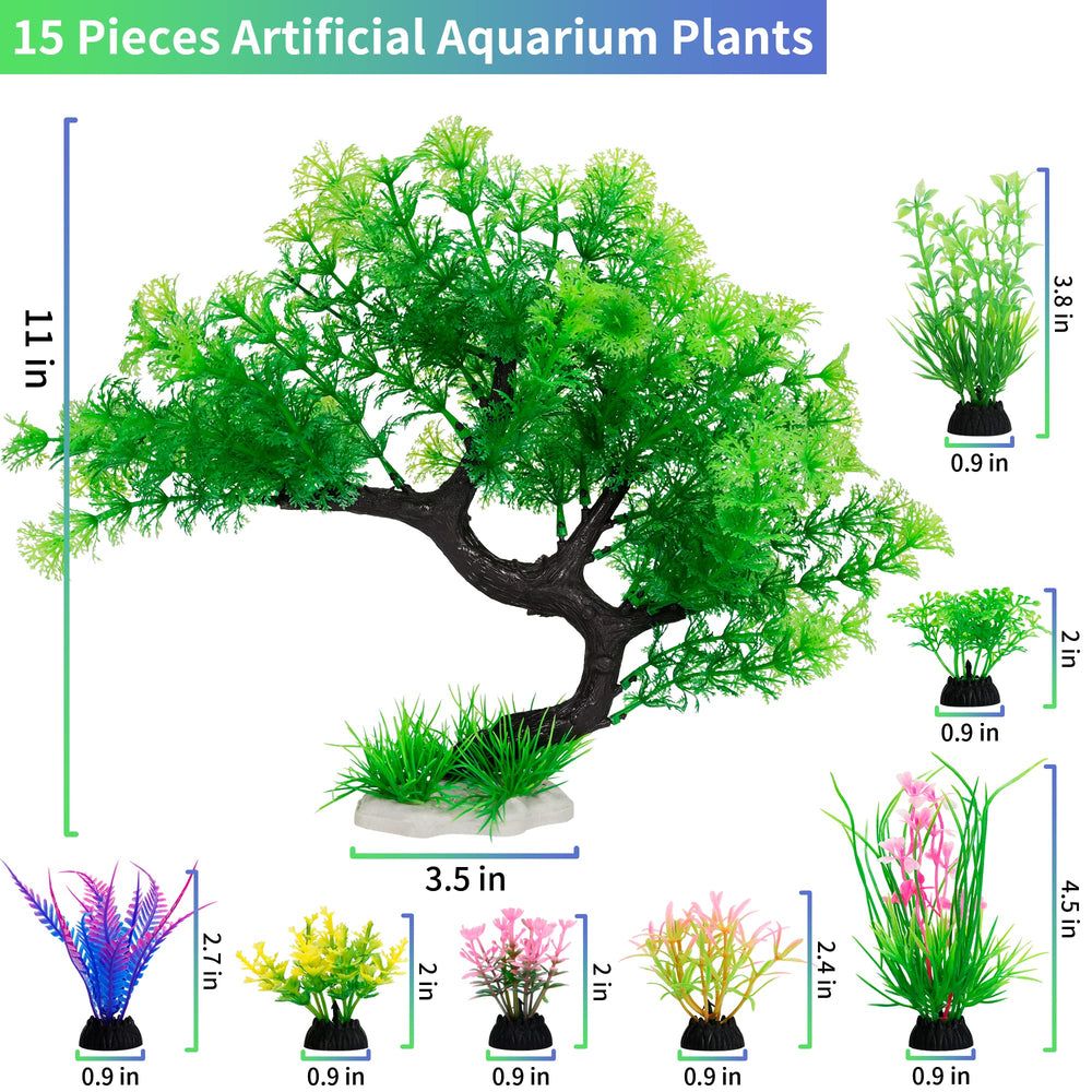 MyLifeUNIT planta artificial acuario pequeña-01: hojas brillantes que aportan color.
