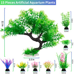 MyLifeUNIT planta artificial acuario pequeña-01: hojas brillantes que aportan color.