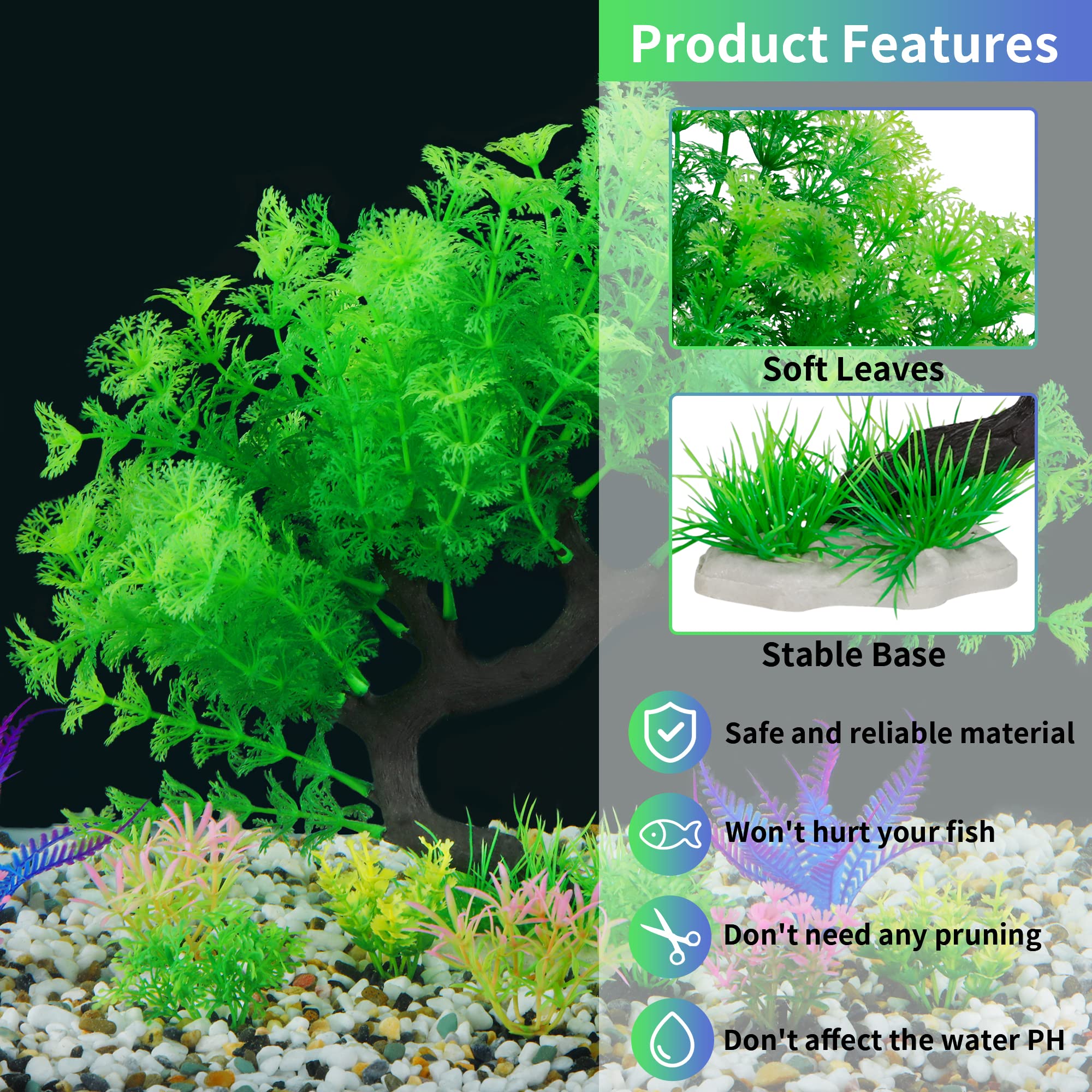 MyLifeUNIT planta artificial acuario pequeña-02: hojas suaves para refugio de peces.