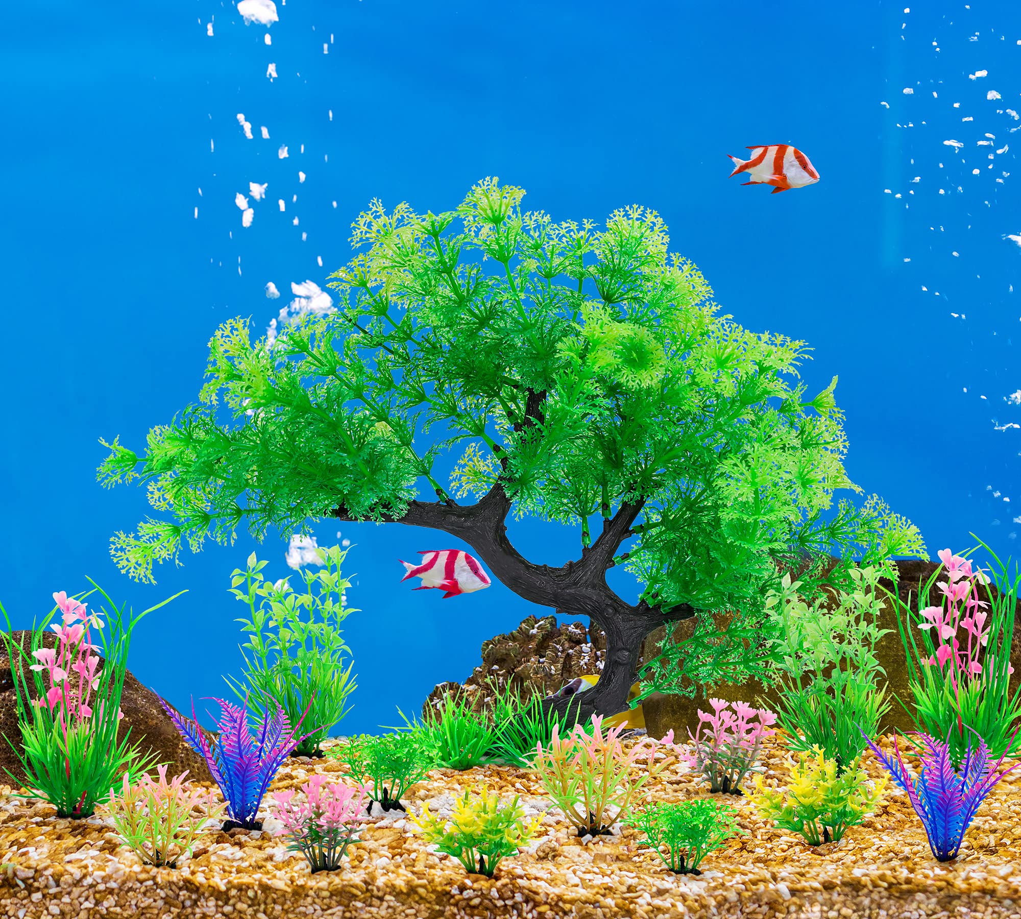 MyLifeUNIT planta artificial acuario pequeña-03: colorido complemento para el paisaje del tanque.
