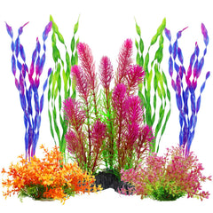 MyLifeUNIT plantas artificiales para acuario, conjunto siete estilo A, embellece el acuario con colores vivos.